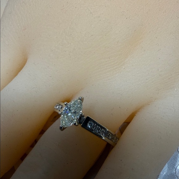 Marquis Natural Diamond Engagement Ring - Picture 12 of 12